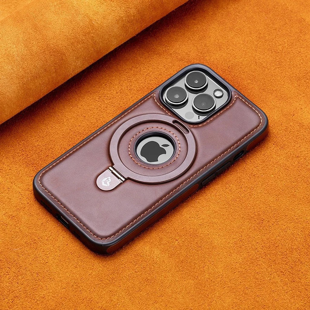 Full-Coverage Shockproof Leather Magnetic Stand iPhone Case